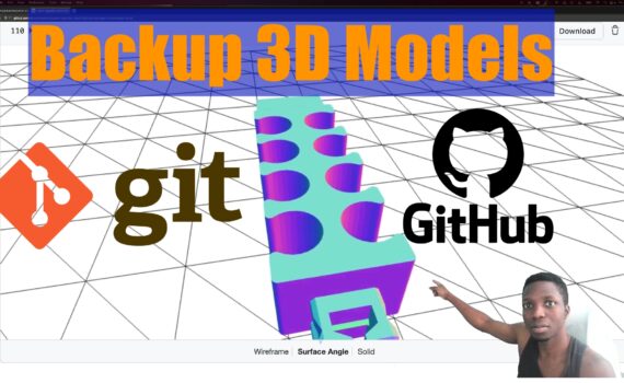 Manny points at 3d Model sandwiched between Git and Github logos